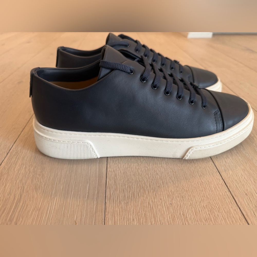 Giorgio Armani Navy Leather Sneakers Size 10